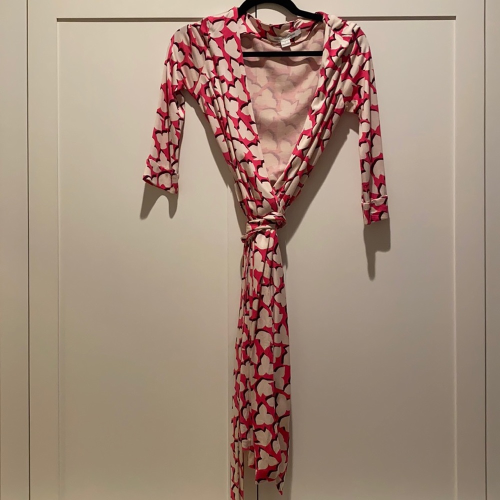 DVF pink floral wrap dress